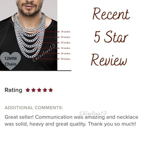 24” Men’s Solid 925 Sterling Silver Cuban Chain - Picture 6 of 7
